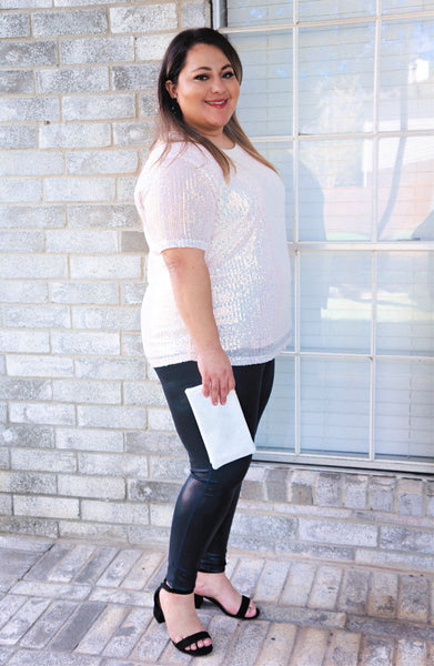 Glitz and Glam Sequin Top- Snowy White