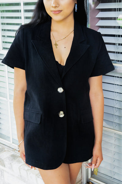 Self Starter Linen Jacket- Black