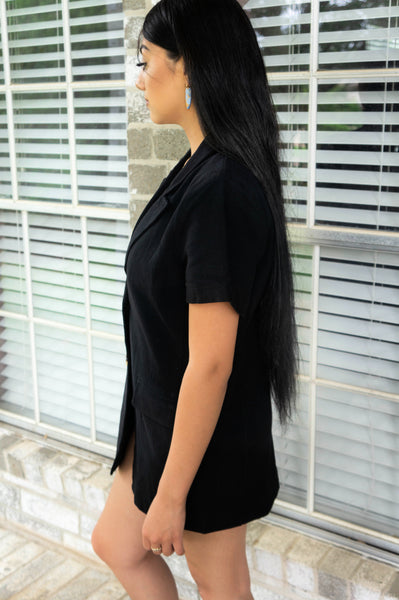Self Starter Linen Jacket- Black