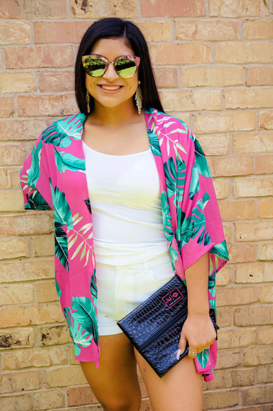 Margaritas in Maui Magenta Print Kimono