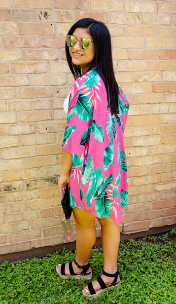 Margaritas in Maui Magenta Print Kimono