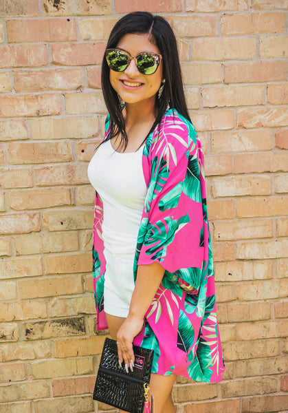 Margaritas in Maui Magenta Print Kimono