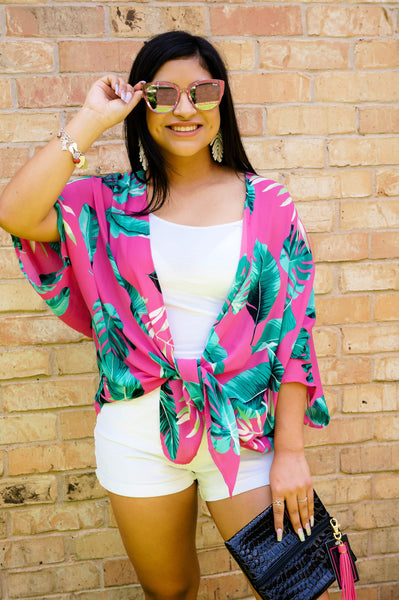 Margaritas in Maui Magenta Print Kimono