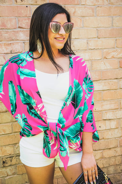 Margaritas in Maui Magenta Print Kimono