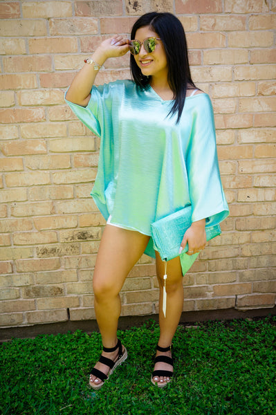 Sea Glass Treasures On The Shores Of Rodanthe Aquamarine Tunic Top