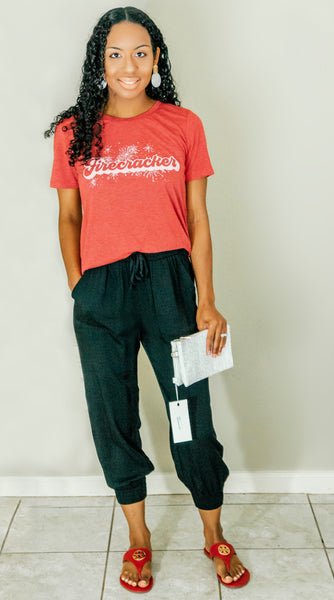 She's A Firecracker Red Crewneck Tee