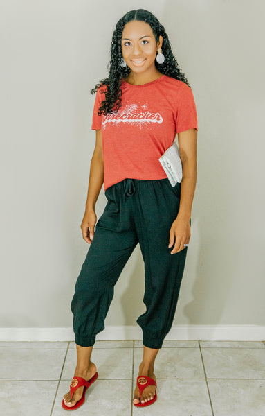 She's A Firecracker Red Crewneck Tee