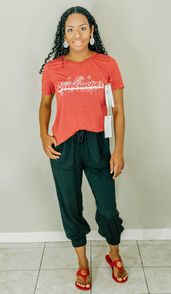She's A Firecracker Red Crewneck Tee