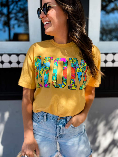 Floral MOM Tee in Citrus