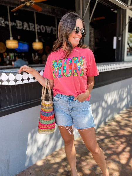 Floral MOM Tee in Watermelon