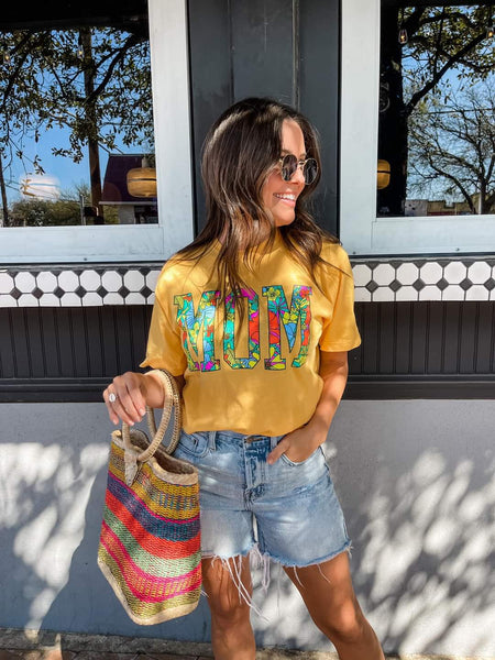 Floral MOM Tee in Citrus