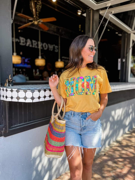 Floral MOM Tee in Citrus