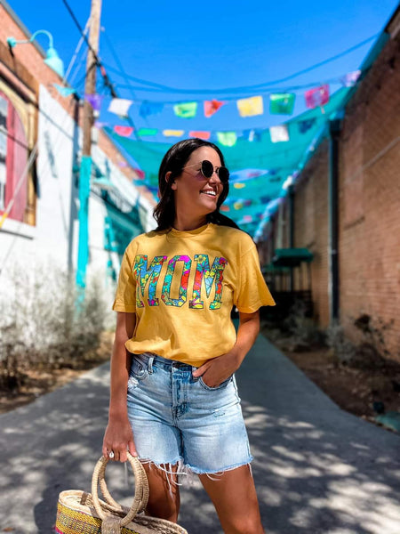 Floral MOM Tee in Citrus