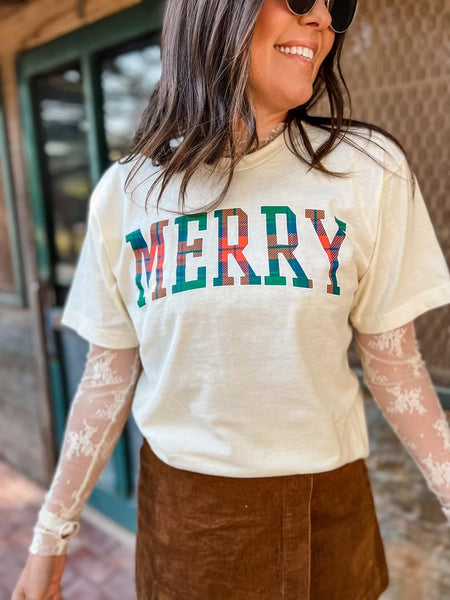 Festive Plaid Merry Tee