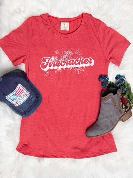 She's A Firecracker Red Crewneck Tee