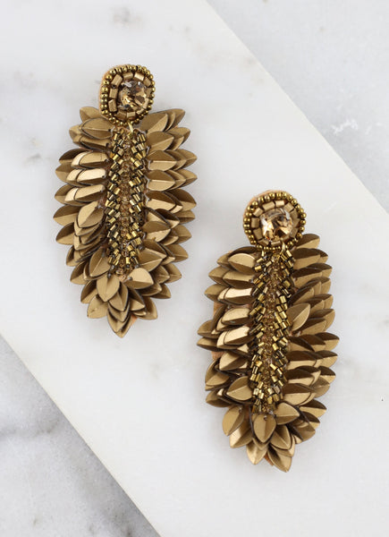 City Sparkles Fontaine Embellished Leaf Earrings