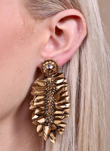City Sparkles Fontaine Embellished Leaf Earrings