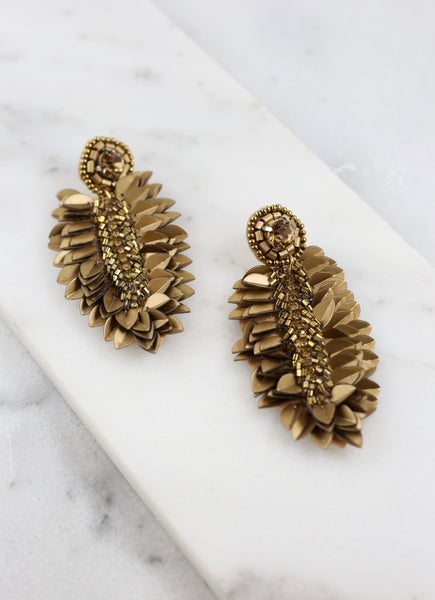 City Sparkles Fontaine Embellished Leaf Earrings