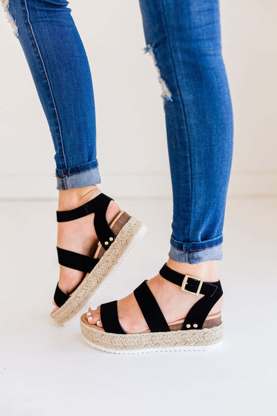 "The Lola" Black Espadrille Sandals