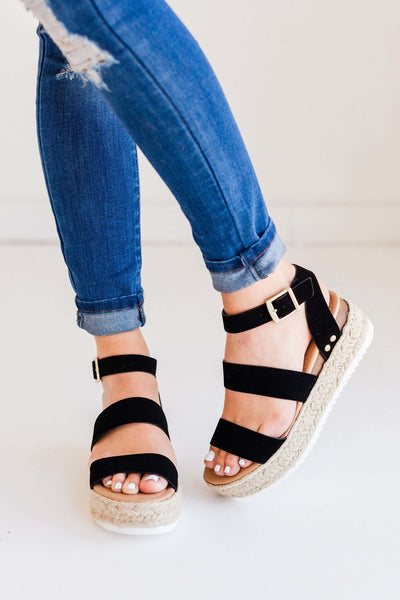 "The Lola" Black Espadrille Sandals