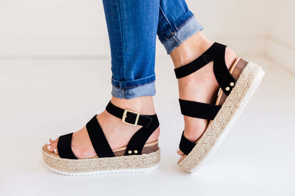 "The Lola" Black Espadrille Sandals