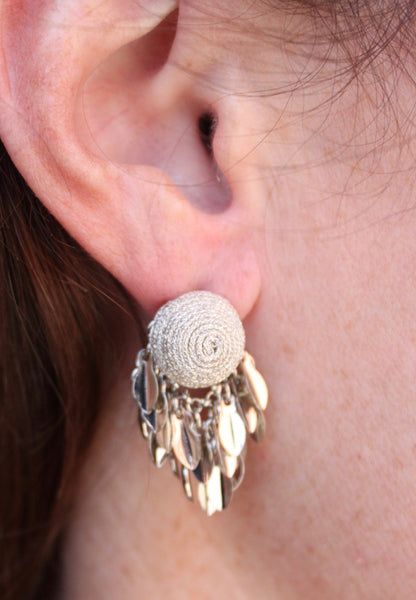 Edge Of A Petal Metal Accent Drop Earrings