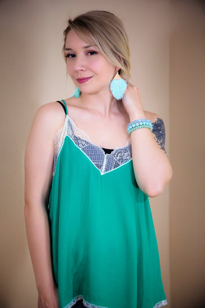 Vacation Vibes Mint Tassel Earrings
