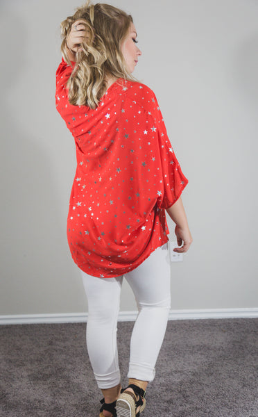 Stars On The Water Red Print Tunic Top