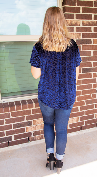 Impeccable Style Navy Leopard Top