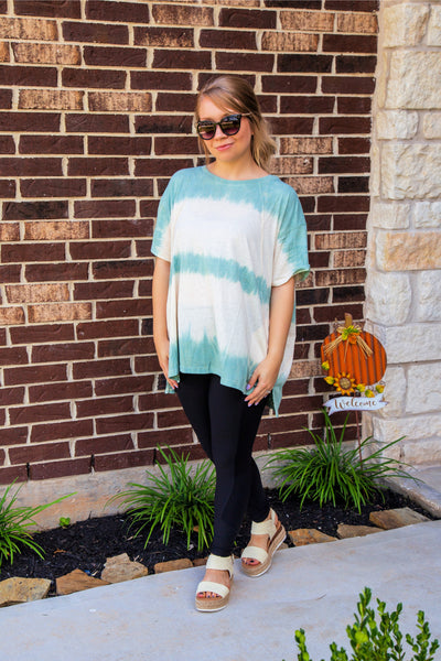 Sundays Spent At The Cafe Tie Dye Sage Top