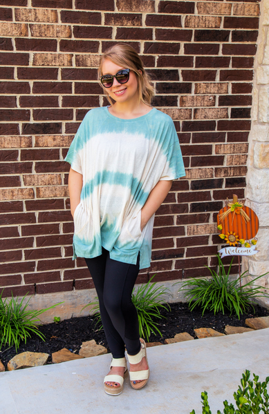 Sundays Spent At The Cafe Tie Dye Sage Top