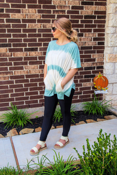Sundays Spent At The Cafe Tie Dye Sage Top