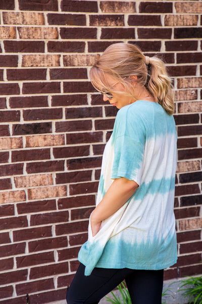 Sundays Spent At The Cafe Tie Dye Sage Top