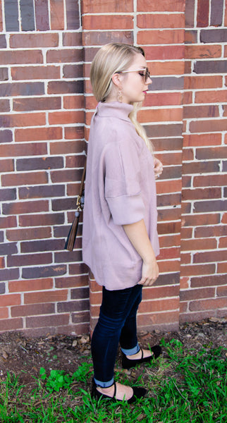 Anywhere She Goes Pullover Sweater Top-Dusty Rose