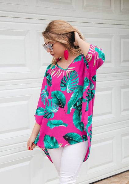 Margaritas in Maui Magenta Print Tunic Top