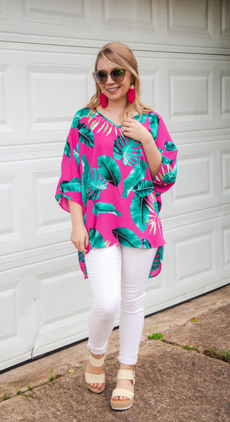 Margaritas in Maui Magenta Print Tunic Top