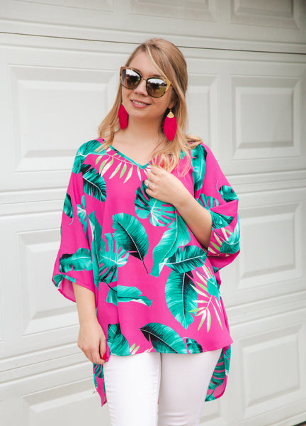 Margaritas in Maui Magenta Print Tunic Top