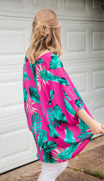 Margaritas in Maui Magenta Print Tunic Top