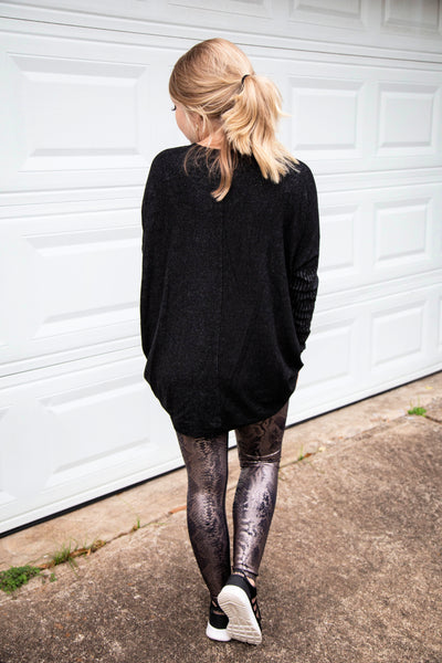 Iced Coffee Run Boxy Cut Charcoal Tunic