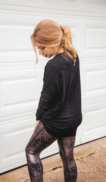 Iced Coffee Run Boxy Cut Charcoal Tunic