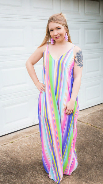 On The Beaches of Isla Verde Striped Maxi Dress
