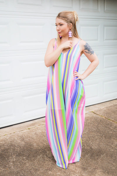 On The Beaches of Isla Verde Striped Maxi Dress