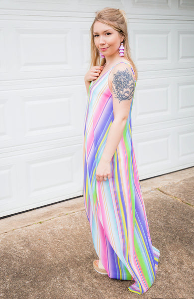 On The Beaches of Isla Verde Striped Maxi Dress