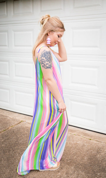 On The Beaches of Isla Verde Striped Maxi Dress