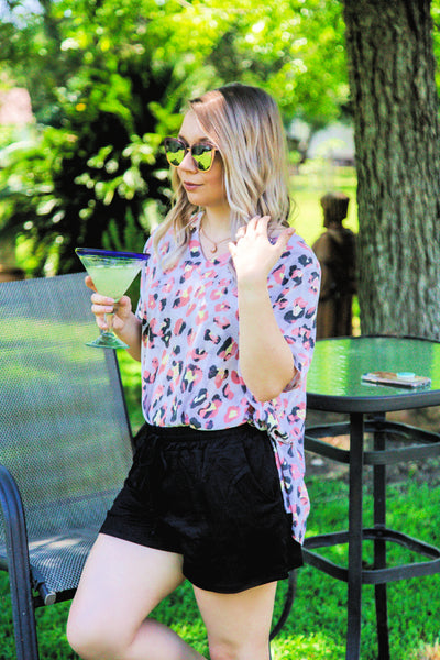 Good Morning Beautiful Leopard Top-Coral