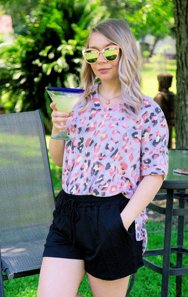Good Morning Beautiful Leopard Top-Coral