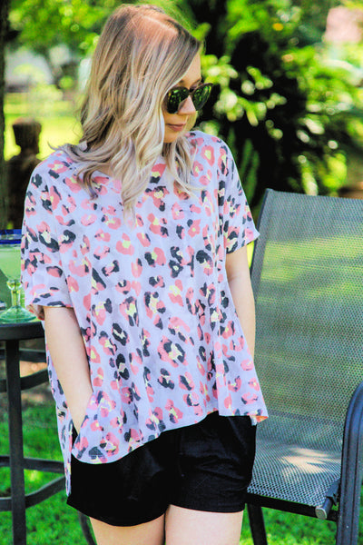 Good Morning Beautiful Leopard Top-Coral