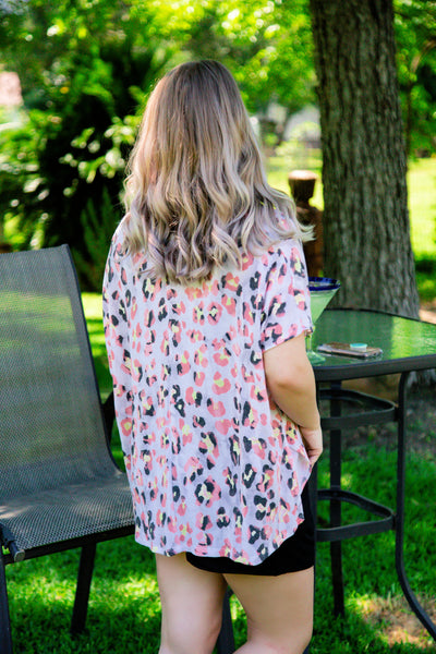 Good Morning Beautiful Leopard Top-Coral