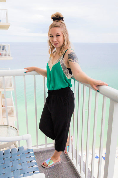 Feels Like Heaven Rayon Black Joggers