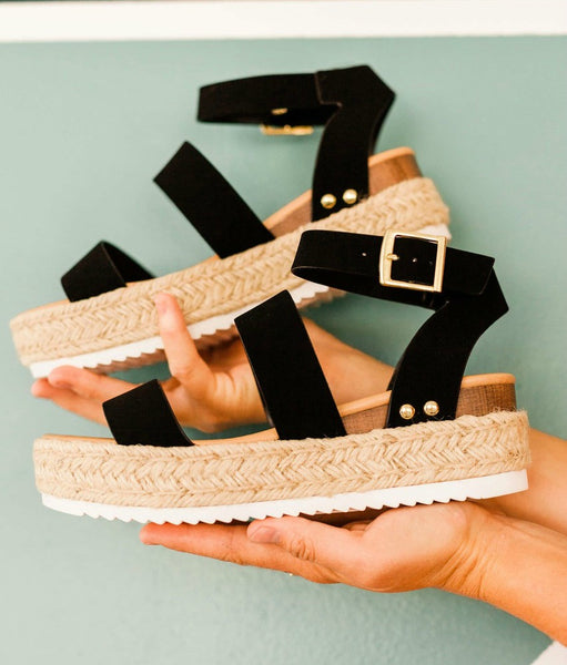 "The Lola" Black Espadrille Sandals